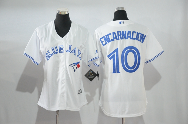 Womens 2017 MLB Toronto Blue Jays #10 Encarnacion White Jerseys